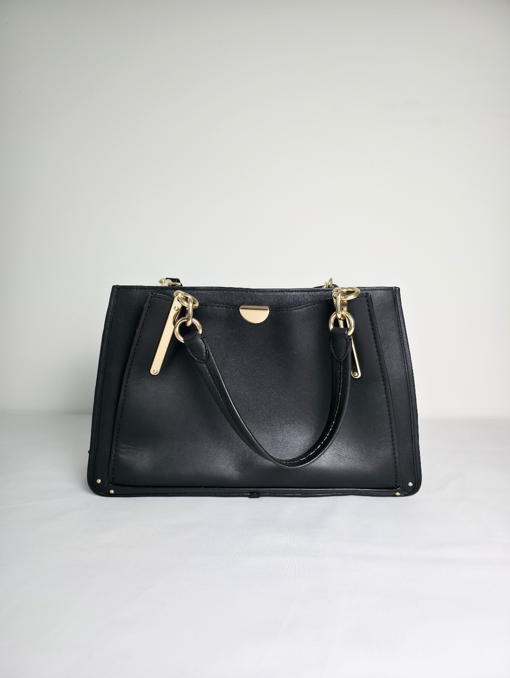 Coach Dreamer 36 Satchel Smooth Black Leather Large Shoulder Carryall Brass - Picture 2 of 16